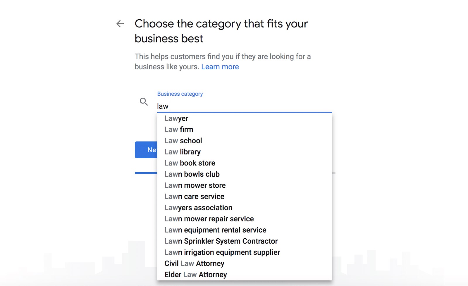 google my business for lawyers - category