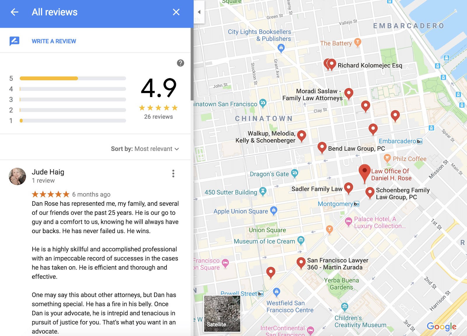 google my business for lawyers - reviews